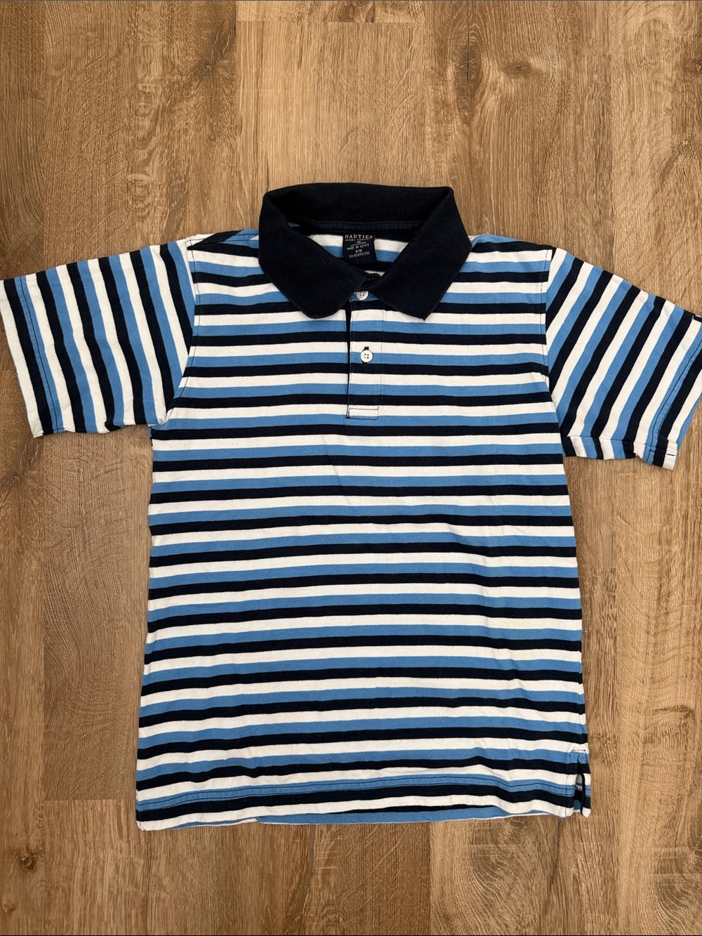 Nautica Striped Polo Short Sleeve Shirt for Kids - Navy & Light Blue